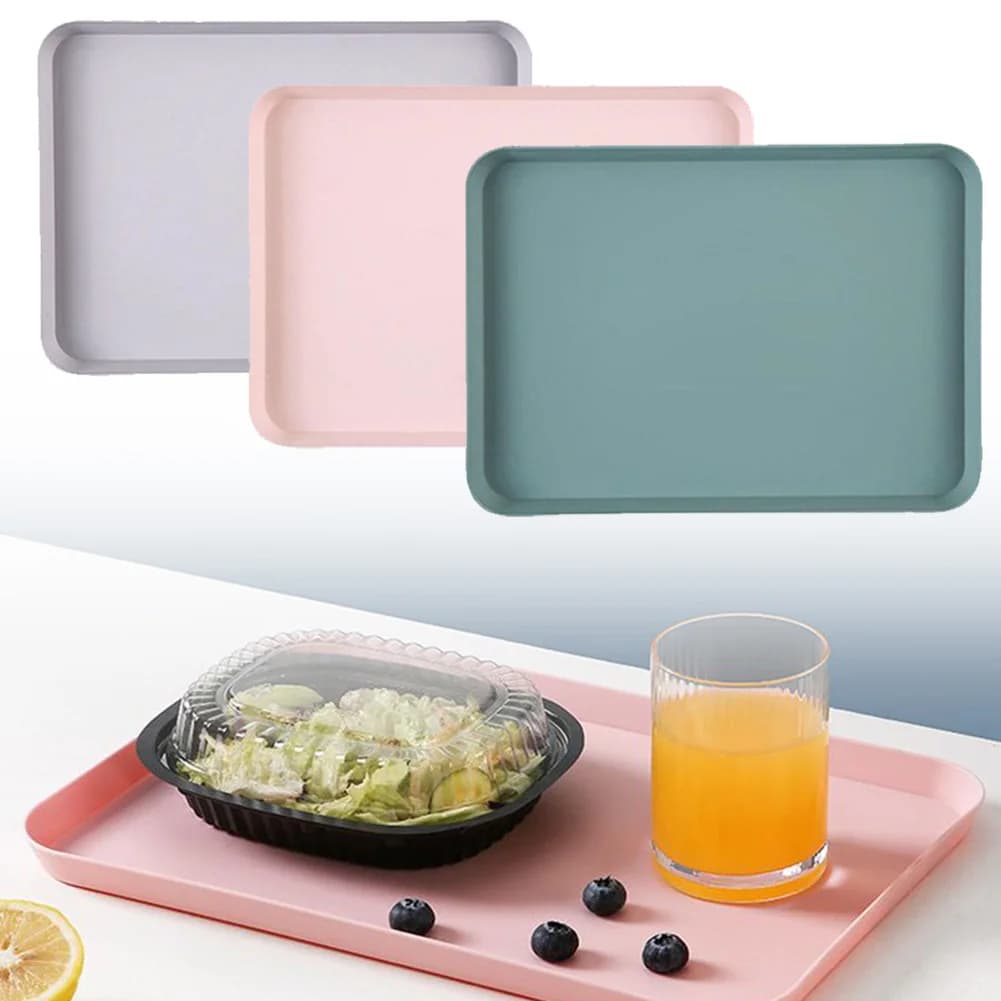 Rectangular Serving Tray Square Tray Anti Slip Scratch Resistant Plastic Food Serving Tray Home Tea Fruit Dessert Tray