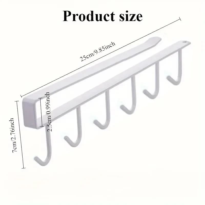 1pc Kitchen Shelf Storage Clothes Hanging Organizer Cup Holder Glass Mug Holder 6 Hooks Storage Rack
