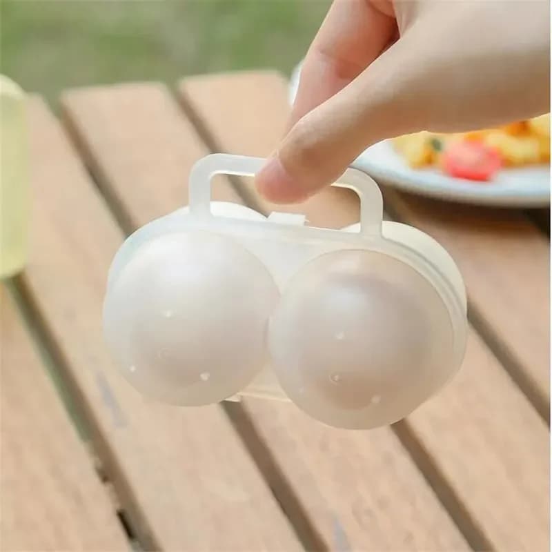 1pc 2-Cell Outdoor Portable Egg Box Plastic Egg Tray Refrigerator Egg Storage Box Shock-absorbing And Anti Drop Egg Loade
