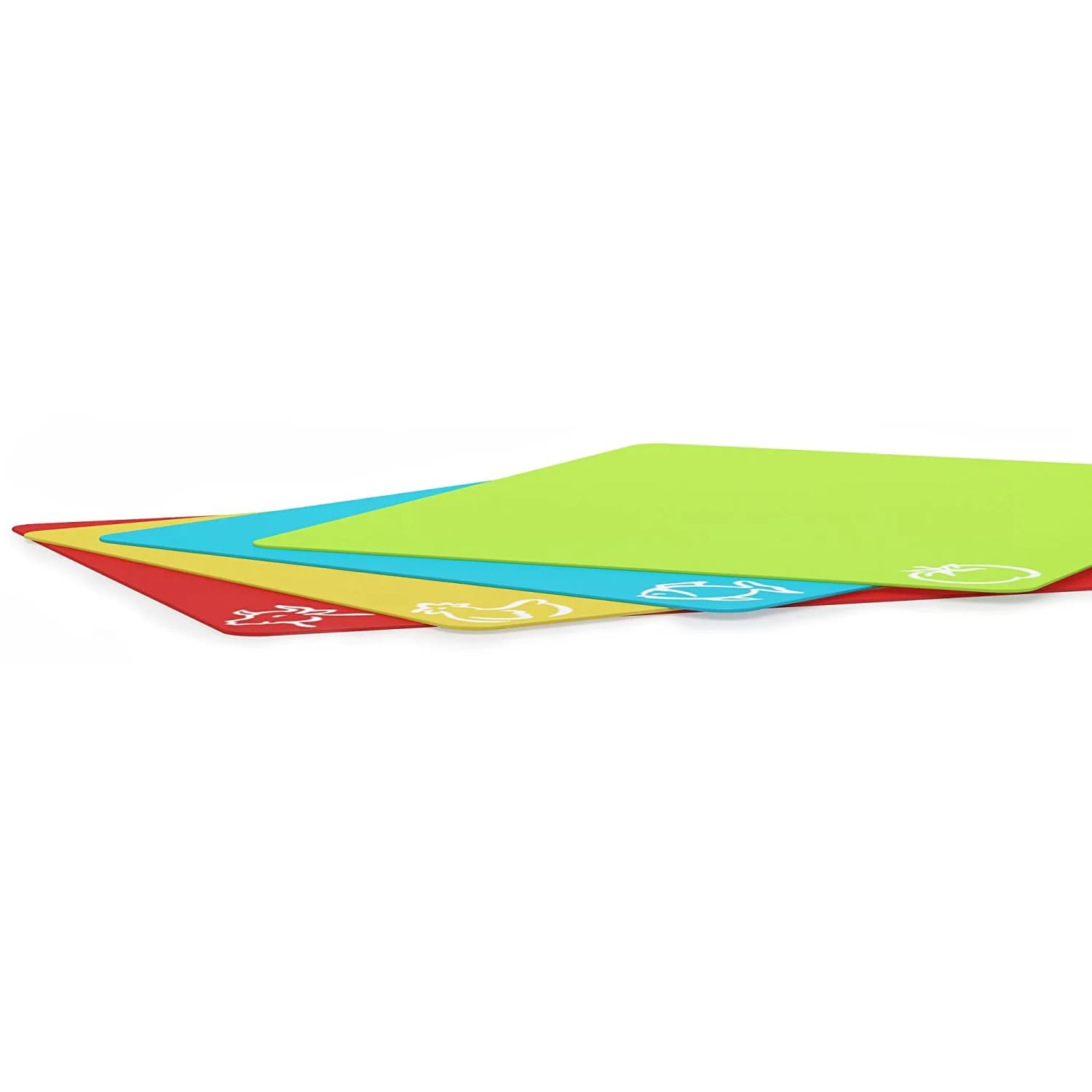 Flexible Plastic Non Slip Chopping Board Set Of 4 With Food Icons Kitchen Cutting Mats