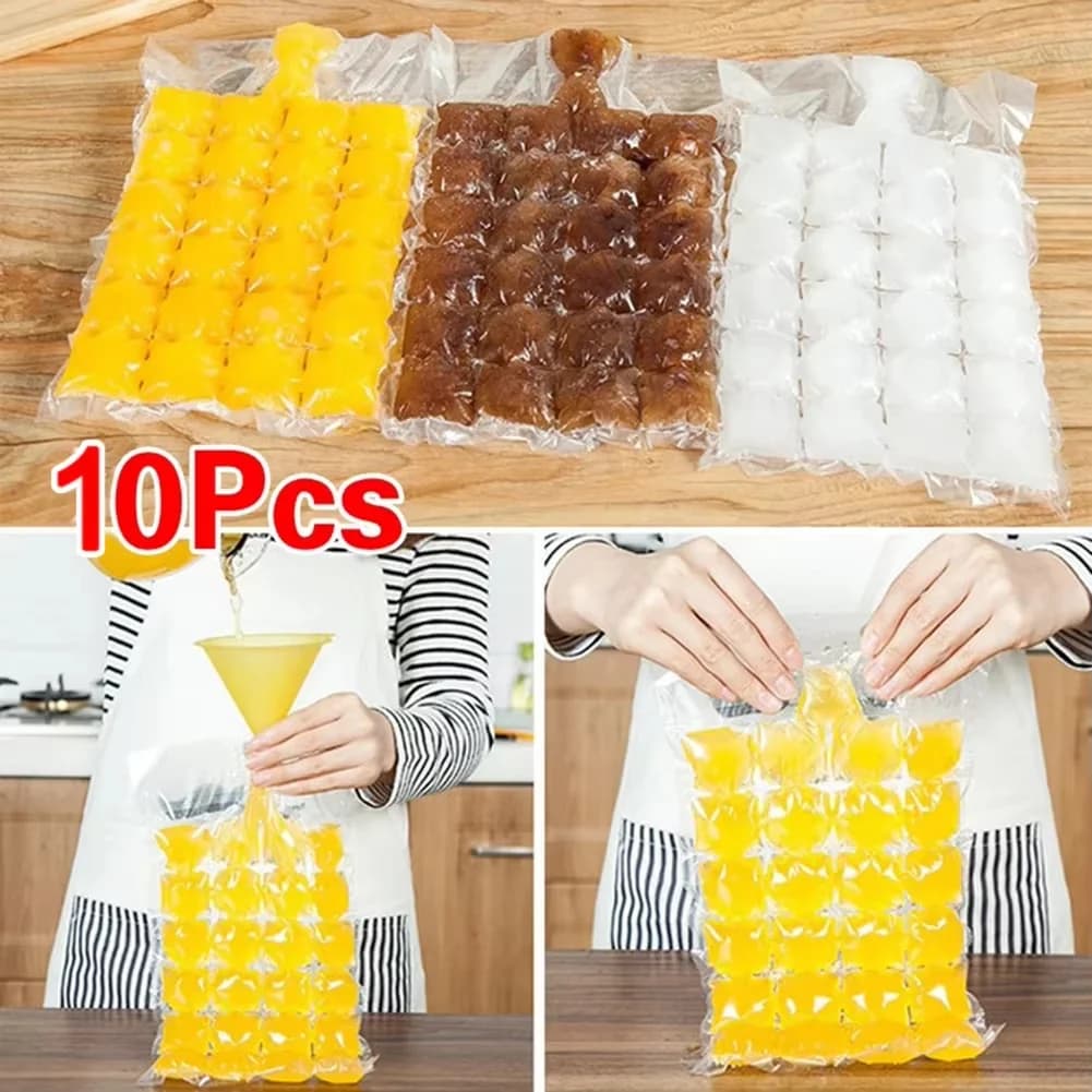 10-100pcs/pack Disposable Ice Bag Lattice Ice Cube Mold Bar Self-sealing Ice Tray Bag Ice Cube Bag Box Edible Frozen Ice Cube