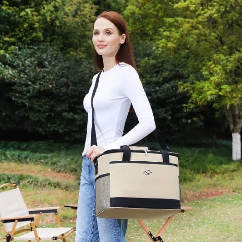Large-Capacity Square Ice Packs Minimalist Insulated Lunch Box Bag Crossbody Fresh-Keeping Picnic Bag for Outdoor Use