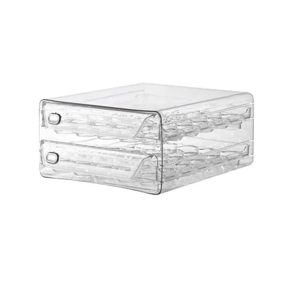 Transparent Egg Storage Box Double Layer Clear Plastic Egg Holder Time Scale Large Capacity Egg Storage Rack Drawer Organizer