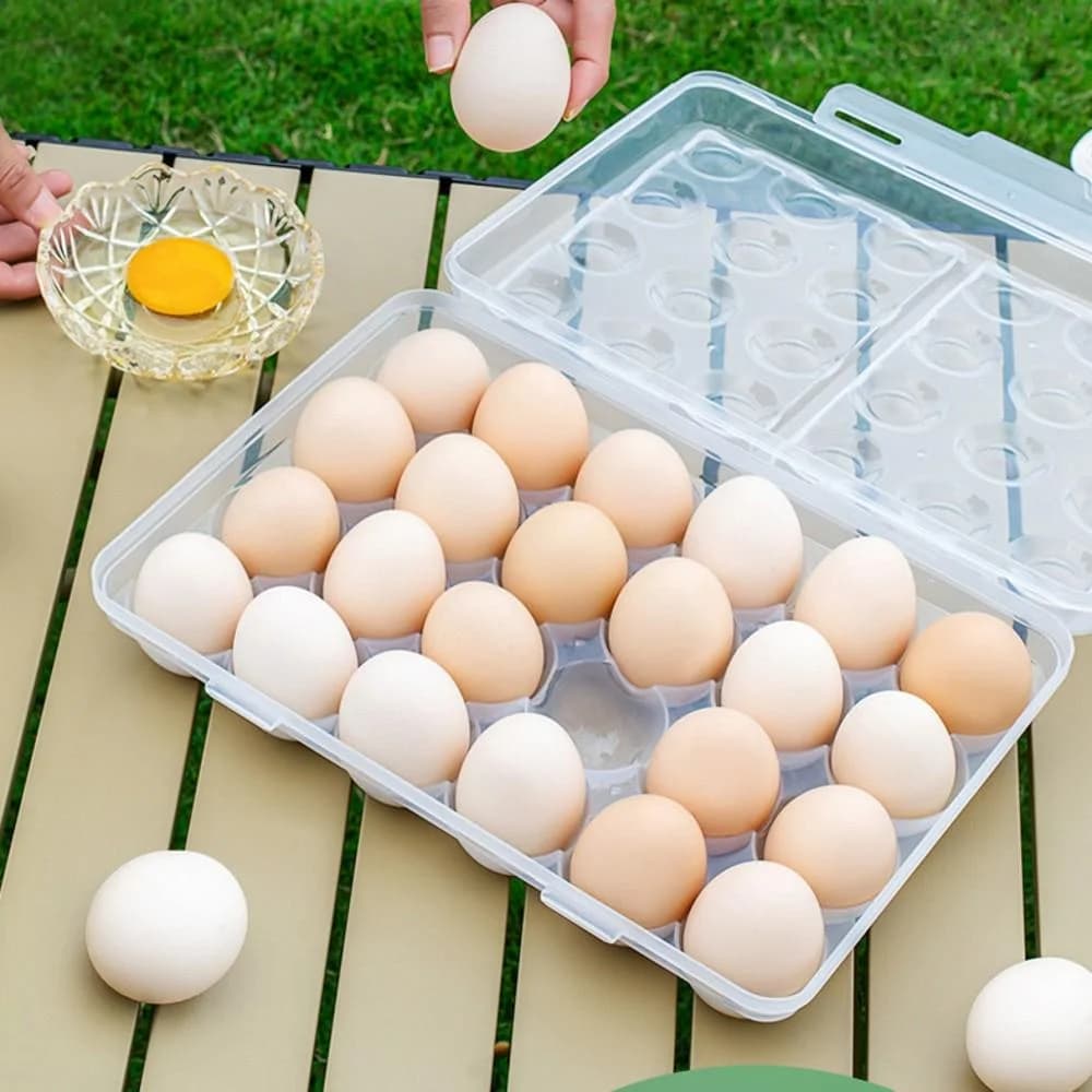 Egg Holder Plastic Egg Storage Box Egg Organizer for Fridge Portable Egg Tray with Lid for Refrigerator Camping Hiking Outdoor