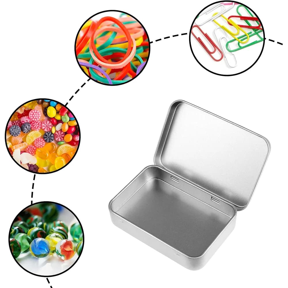 6Pcs Metal Hinged Tin Box Container Mini Portable Small Storage Container Kit with Lid for Home Storage Candy Craft Organizer