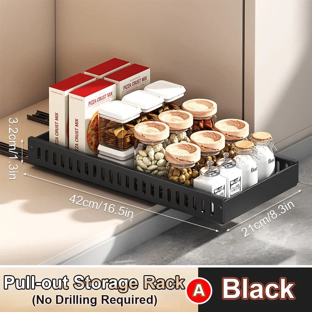 Hot SaleMultifunctional Pull-out Sliding Kitchen Storage Rack Drawer Organizer for Pan Lids Spices Bowls Plates Cookware Storage