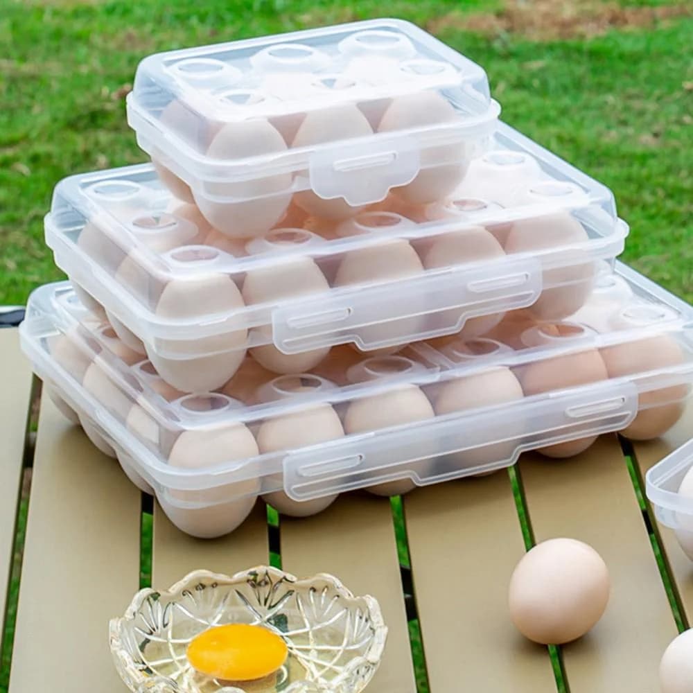 Egg Holder Plastic Egg Storage Box Egg Organizer for Fridge Portable Egg Tray with Lid for Refrigerator Camping Hiking Outdoor